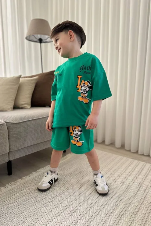 Mickey Mouse Sırt Baskılı İkili Takım - Erkek Çocuk