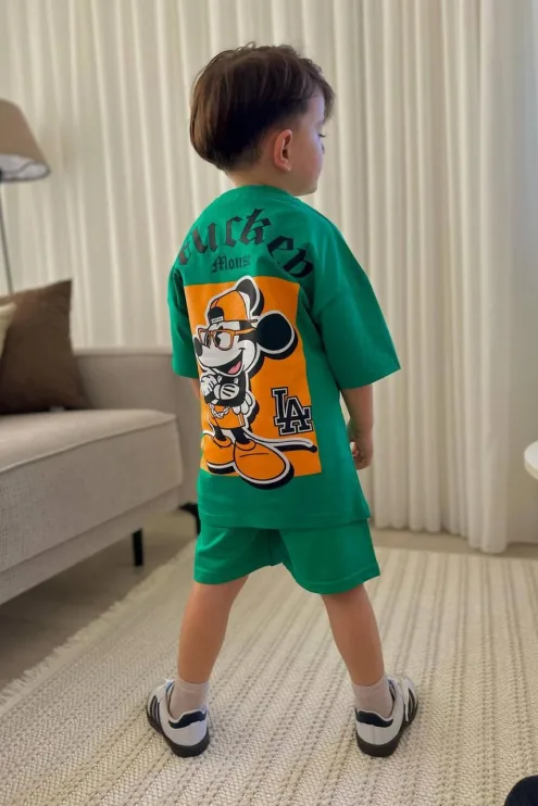 Mickey Mouse Sırt Baskılı İkili Takım - Erkek Çocuk