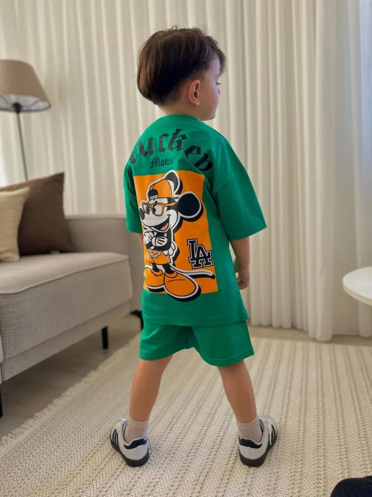 Mickey Mouse Sırt Baskılı İkili Takım - Erkek Çocuk