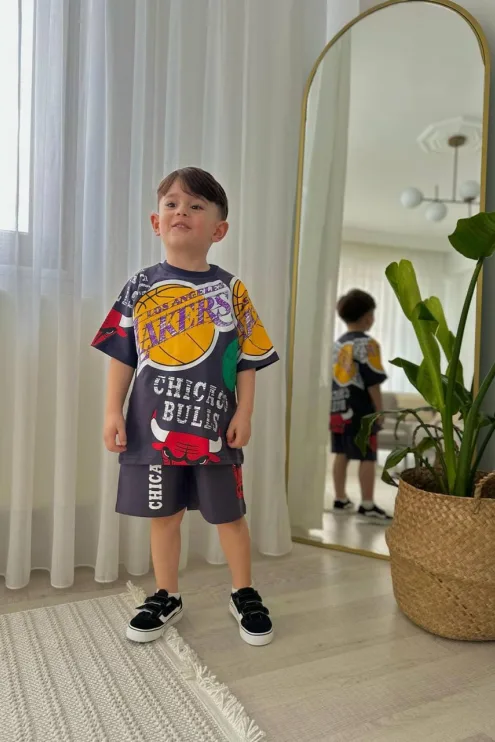 Lakers Baskılı Şortlu Takım - Erkek Çocuk Lakers Baskılı Şortlu Takım - Erkek Çocuk