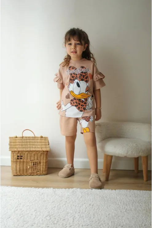 Daisy Duck Baskılı Fırfır Detaylı Şortlu Takım - Kız Çocuk
