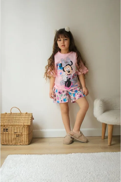 Minnie Mouse Baskılı Çiçekli Şortlu Takım - Kız Çocuk