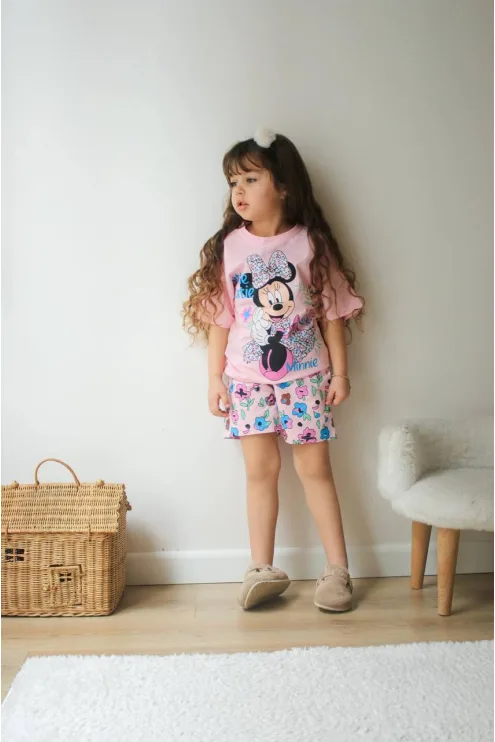 Minnie Mouse Baskılı Çiçekli Şortlu Takım - Kız Çocuk