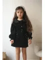 İncili Siyah Kot Ceket Etek Mevsimlik Takım - Kız Çocuk